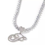 Cursive Initial Heart Tennis Chain Necklace