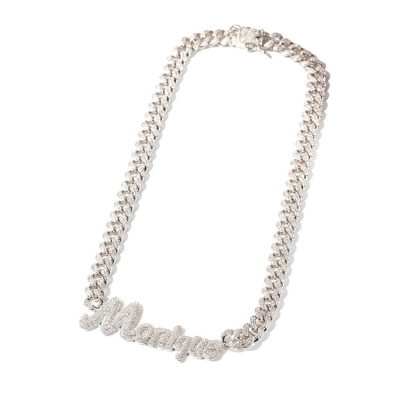 12mm Cuban Link Iced Out Name Necklace