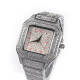 Iced Square Face Arabic Dial Watch