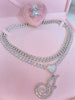 Cursive Initial Heart Tennis Chain Necklace